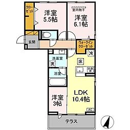 松戸市稔台7丁目アパート 3LDKの間取図画像