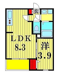 Fleurir松戸 1階1LDKの間取り