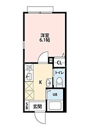 senoくぬぎ山 2階1Kの間取り