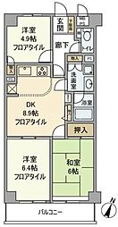 ライオンズマンション松戸二十世紀が丘 3DKの間取図画像