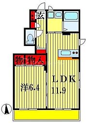 ソレイユC 1LDKの間取図画像