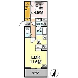 松戸市稔台7丁目アパート 1LDKの間取図画像