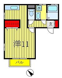 R ワンルームの間取図画像