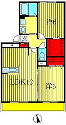 サニーフラットB 2LDKの間取図画像