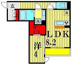 ラ・ベルデュール 1LDKの間取図画像