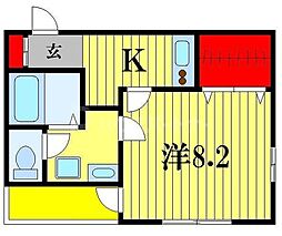 アンプルールフェールカノン 1Kの間取図画像