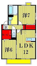 セブンオークスA 2LDKの間取図画像