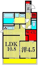 アベニール 1LDKの間取図画像