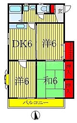 コーポウキガヤ 3DKの間取図画像
