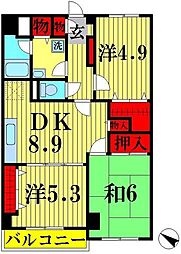 パインツリーコート 3DKの間取図画像