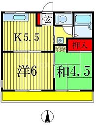 エスペラント中津A 2Kの間取図画像