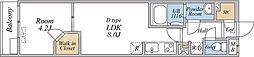 リブリ・スカイブルー 1LDKの間取図画像