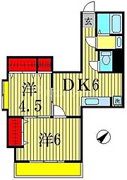 中川マンション 2DKの間取図画像