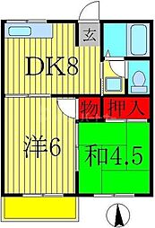 ファミーユ佐津間 2DKの間取図画像