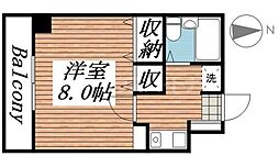 リッツハウス 1Kの間取図画像