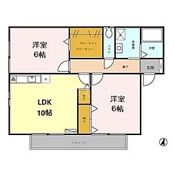 メゾンクレールC 2LDKの間取図画像