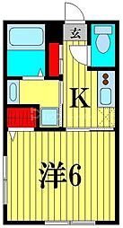 アリロッセ新鎌ヶ谷 1Kの間取図画像