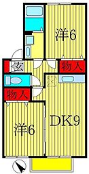 ピアC 2DKの間取図画像