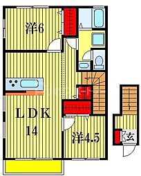 シャトーブリアン・フラット1 2LDKの間取図画像