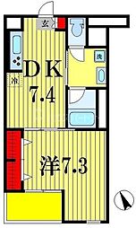 TREES2 1DKの間取図画像