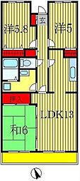イーストパーク胡録台 3LDKの間取図画像