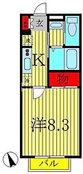 アイビスハイム 1Kの間取図画像
