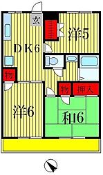 カサベルデ戸山C棟 3DKの間取図画像