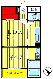 エフ・サンビレッジ 1LDKの間取図画像