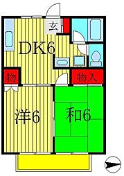 クラップコティ 2DKの間取図画像