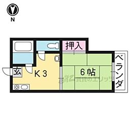 コスモ桂 1Kの間取図画像