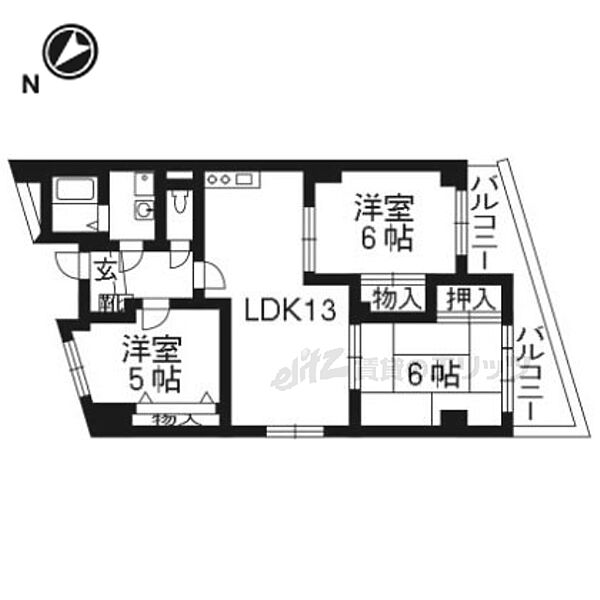 ハイエスト・桂 405｜京都府京都市西京区下津林番条(賃貸マンション3LDK・4階・65.21㎡)の写真 その2