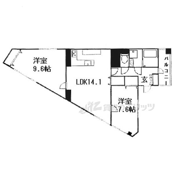 シャルレ6番館 3-A｜京都府京都市西京区山田大吉見町(賃貸マンション2LDK・3階・75.37㎡)の写真 その2