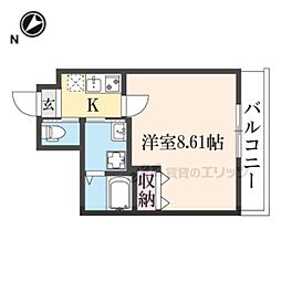 仮)フラッティ西京極 1Kの間取図画像
