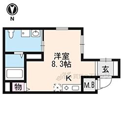 レヴィア東寺 1Kの間取図画像