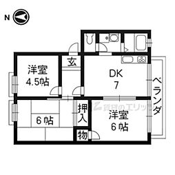 京福電気鉄道嵐山本線 帷子ノ辻駅 徒歩13分の賃貸アパート 2階3DKの間取り