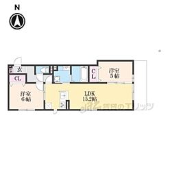 D-ROOM西院小米 2LDKの間取図画像