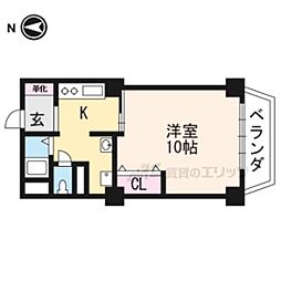 二条プラザ 1Kの間取図画像