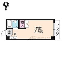 西京極ヴィラマツモト ワンルームの間取図画像
