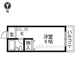 ハウスウエスト 1Kの間取図画像
