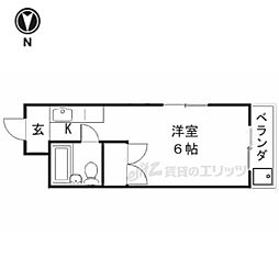 山田ビル 1Kの間取図画像