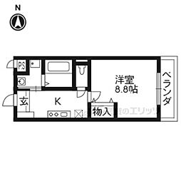 グランディール西院 1Kの間取図画像