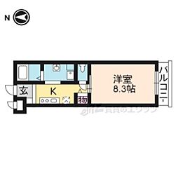 ハンズレジデンス二条 1Kの間取図画像