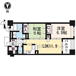 サーパスシティ西院日照町 2LDKの間取図画像