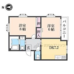 清水マンション 2DKの間取図画像