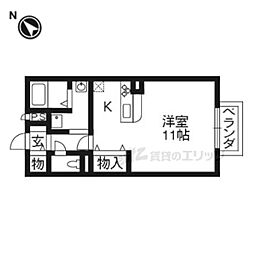 ラ・フローラル・ツイン1 1Kの間取図画像