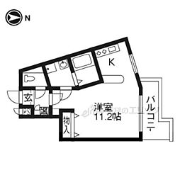 エリーフラッツ嵐山 1Kの間取図画像