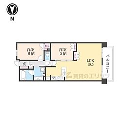 ライオンズ嵯峨天龍寺若宮西の邸 2LDKの間取図画像