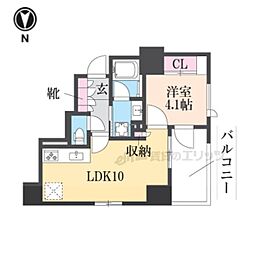 シーンズ京都鴨川河原町 1LDKの間取図画像
