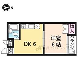 レジデンス西ノ京 1DKの間取図画像