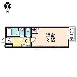 フラッティ龍大前 1Kの間取図画像